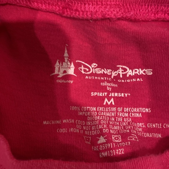 Vintage Disney pink sweatshirt. glitter lettering & stripes- shoulder to cuff. - Picture 3 of 8